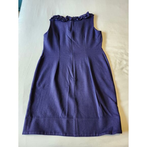 Just Taylor Women's Navy Blue Sheath Dress Ruffle Neck Nautical size 6 - Picture 7 of 8